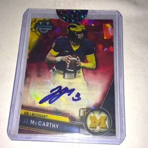 🔥JJ MCCARTHY QB MICHIGAN BOWMAN U CHROME PROXY AUTO ENCASED 1/1 RP